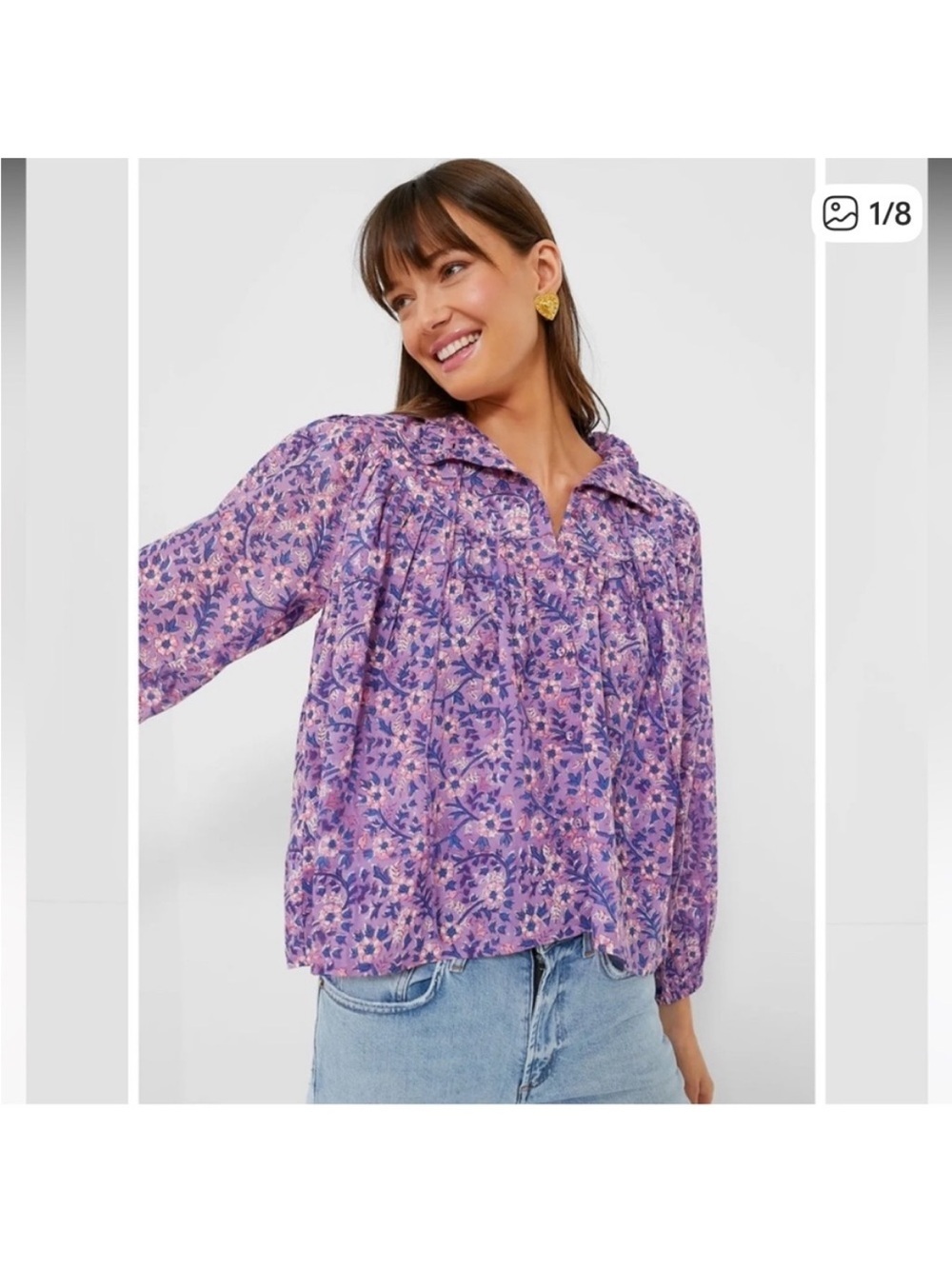 Emerson Fry India Collection Floral Purple Women's Top